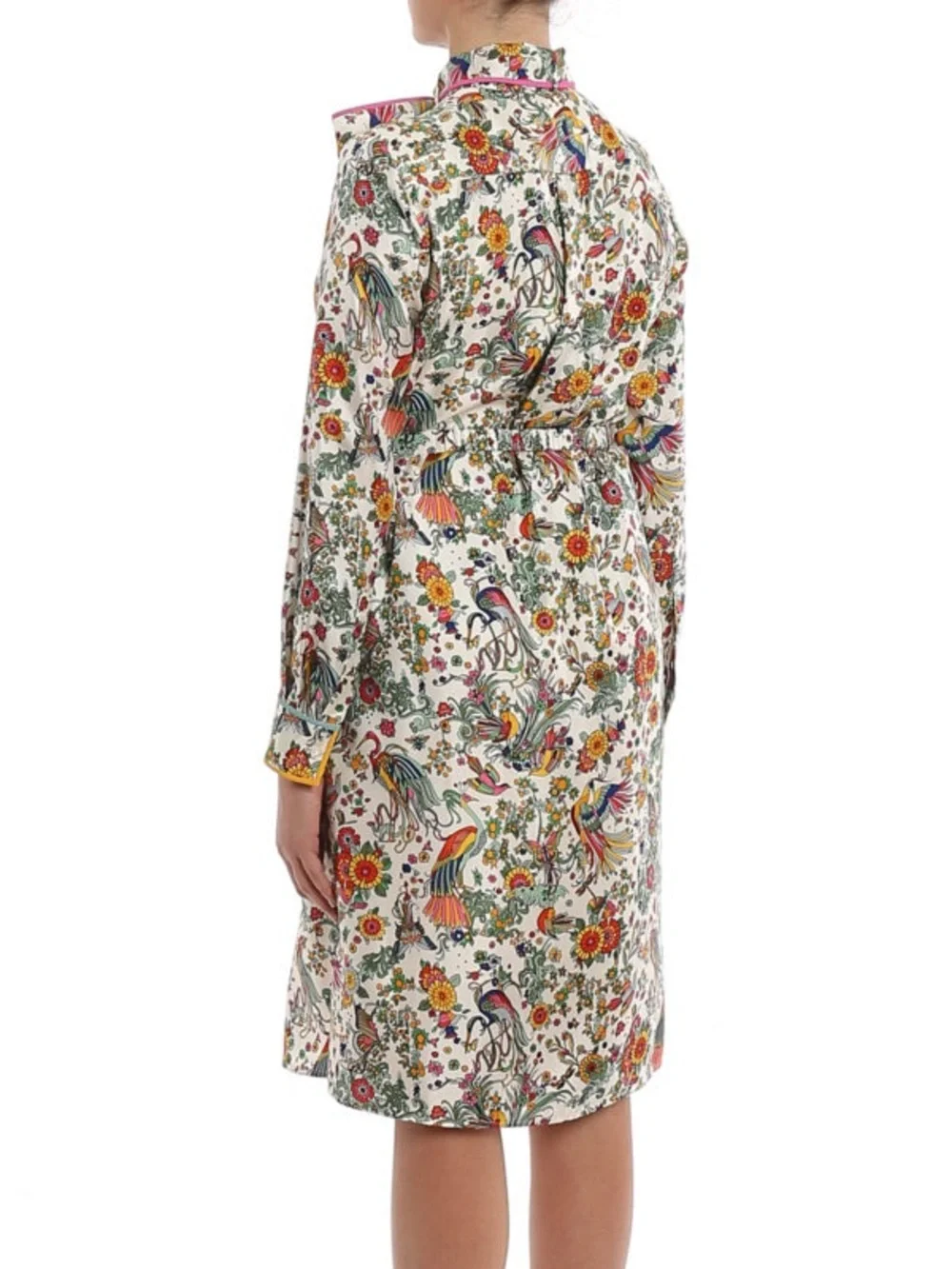 NWOT Tory Burch Silk Promised Land Floral Birds Contrast Dress Size 6